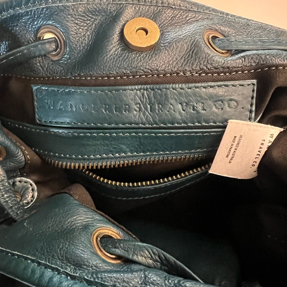 The Wanderers leather crossbody & coin purse Teal/Green - Picture 2 of 8